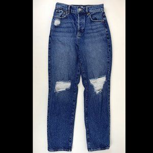 Pacsun High Rise Straight Leg Blue Jeans - Destruction Details - US Size 24 Long